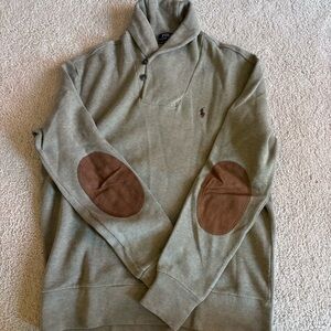 Vintage Polo Ralph Lauren Shawl Collar Sweater Mens Med Suede Long Sleeve